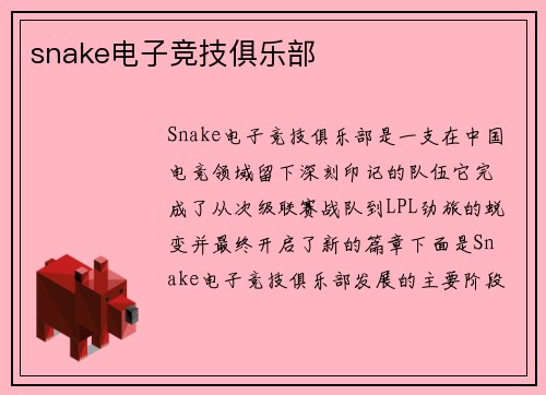 snake电子竞技俱乐部